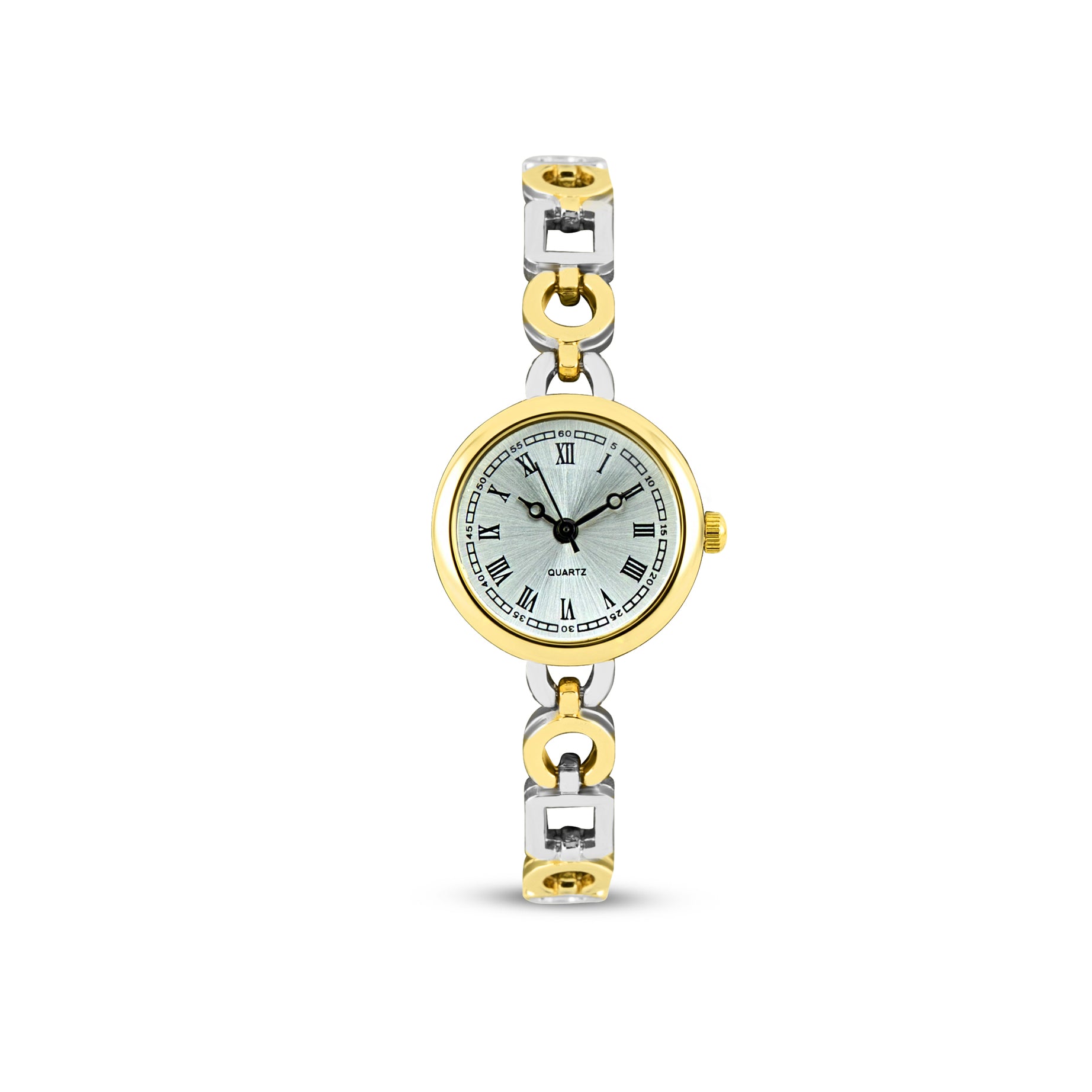 Caelline Yuvarlak Model, Gold-Gümüş Renk Kadın Kol Saati (Çelik)